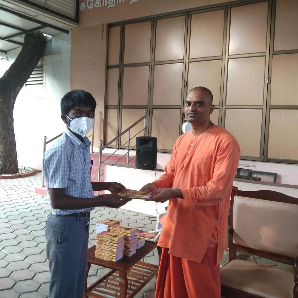 Book Distribution to Students at Vivekananda Illam